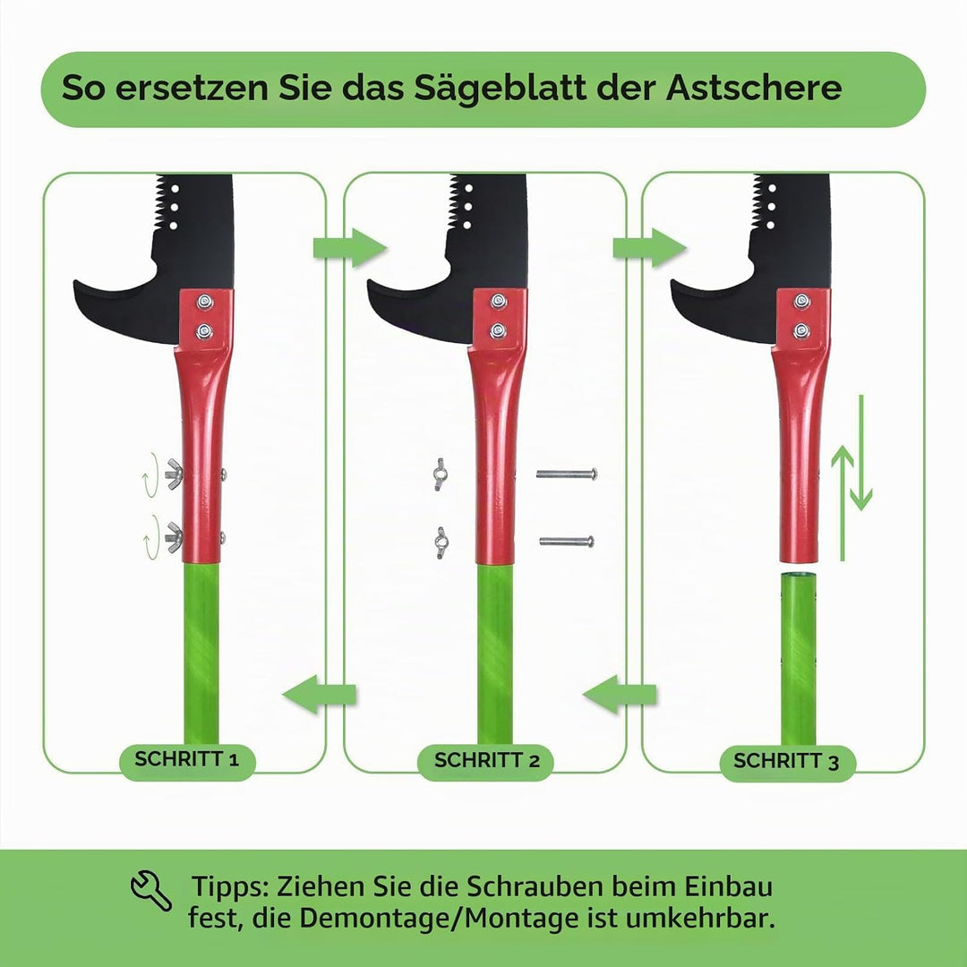 Astsäge mit Stiel 8m Handsäge Einstellbare Länge, Baumsäge Gartengeräte-Set Palme Hochentaster hochr