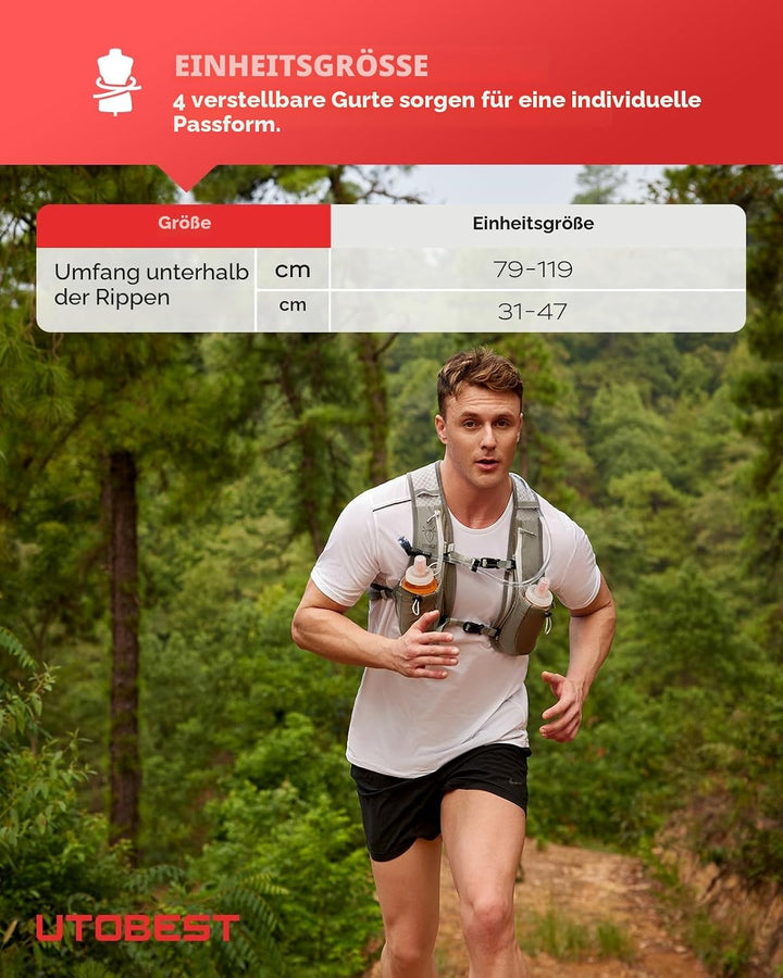 UTOBEST Trinkrucksack 5L, Laufweste, Herren Damen Ultraleicht Laufrucksack für Laufen, Marathon, Jog