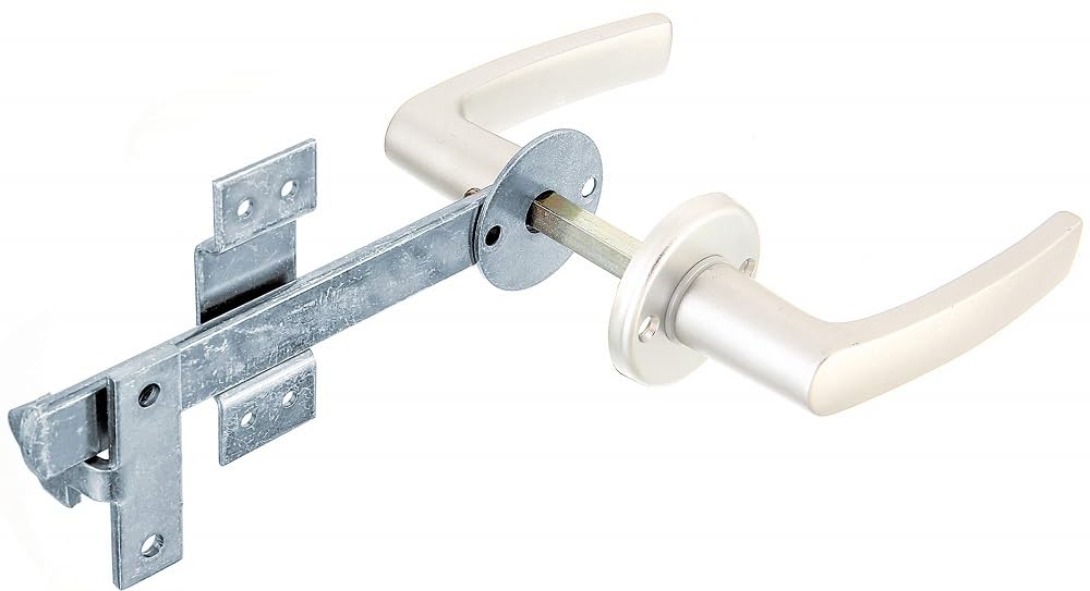 Alberts 213053 Flechtzaun-Einzeltorverschluss | Drücker und Rosette besteht aus Aluminium | galvanis