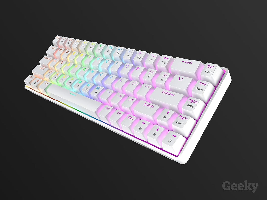 Geeky GK65 65% | Hot Swappable Mechanische Gaming-Tastatur | 68 Tasten Multi Color RGB LED Hintergru
