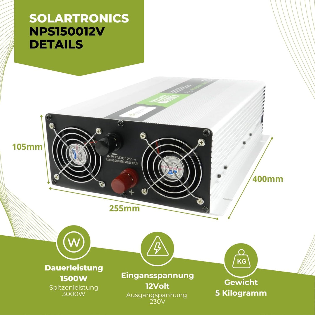 Spannungswandler Wechselrichter USV 12V NPS 1500 Watt mit DIP-Schalter Reiner Sinus UPS Inverter
