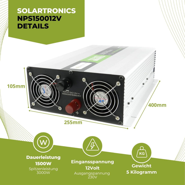Spannungswandler Wechselrichter USV 12V NPS 1500 Watt mit DIP-Schalter Reiner Sinus UPS Inverter