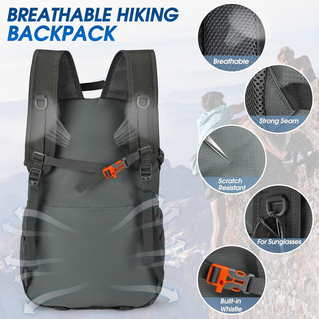 IGOLUMON Wanderrucksack Herren Damen 40L Wasserdichter Rucksack Leicht Faltbarer Reiserucksack Trekk