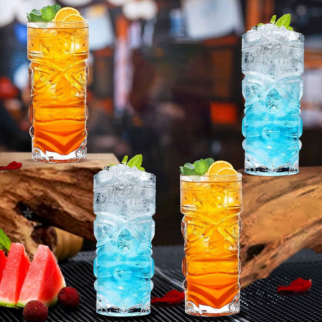 Transparente Tiki-Gläser, Set mit 170-400 ml, moderne Bar-Tiki-Cocktailgläser, perfekt für exotische