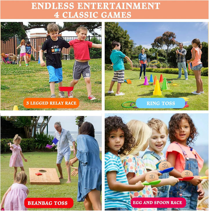 Outdoor Spiele Set für Kinder, Gartenspiele für Kindergeburtstag, Ringwurfspiel, Ausgewogener Eierlö