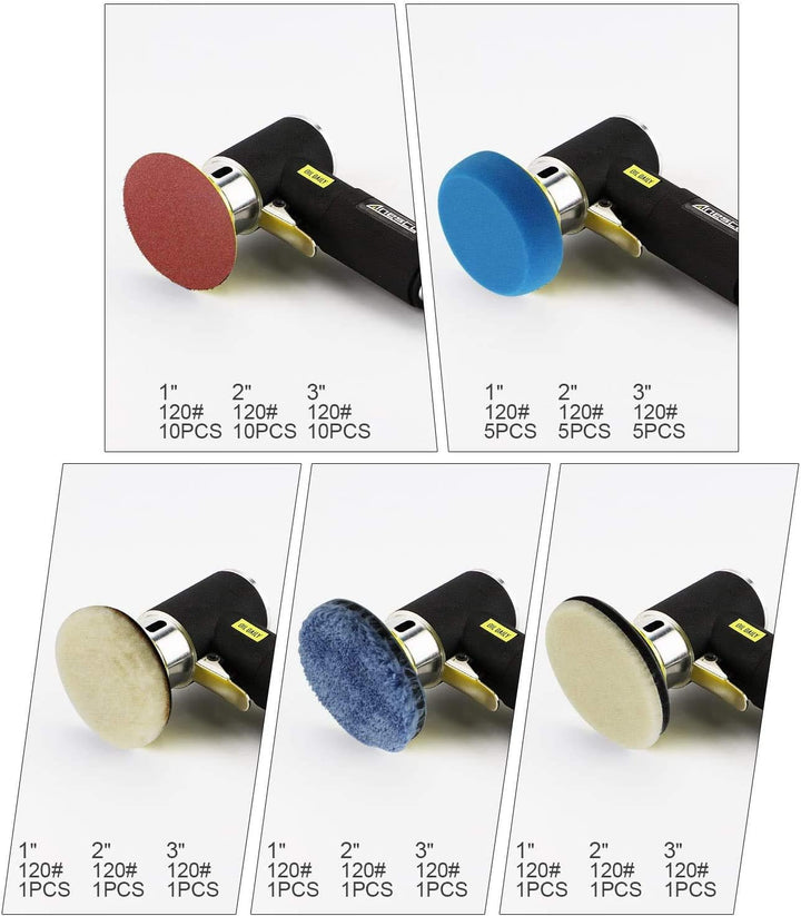 Anesty 25mm 50mm 75mm Druckluft Exzenterschleifer Mini Poliermaschine Auto Polierer Set