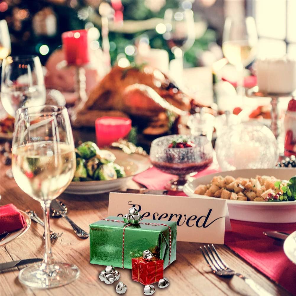 Suneast 100 Stück Weihnachts Glöckchen Schellen Metall Dekoration Glocken DIY Basteln Jingle Bells m