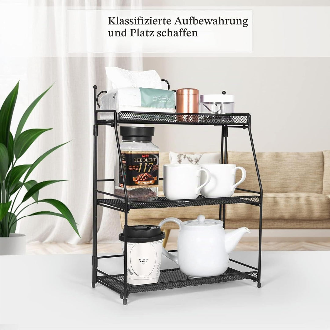 Uten Gewürzregal Stehend, Küchenregal mit 3 Ebenen aus Metall, klappbar und dauerhaft, für Arbeitspl