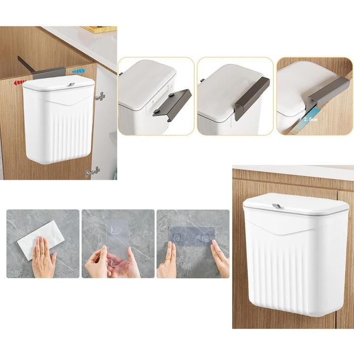 Biomülleimer Küche, 9L Hängender Mülleimer Küche mit Deckel, komposteimer für Küche/Badezimmer/campi