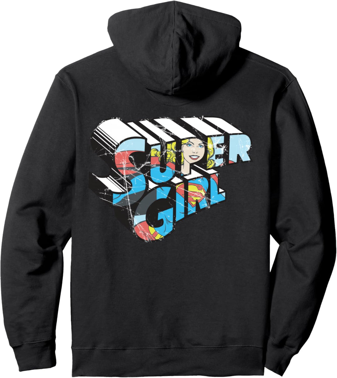 DC Supergirl Logo Charakter Distressed Pullover Hoodie