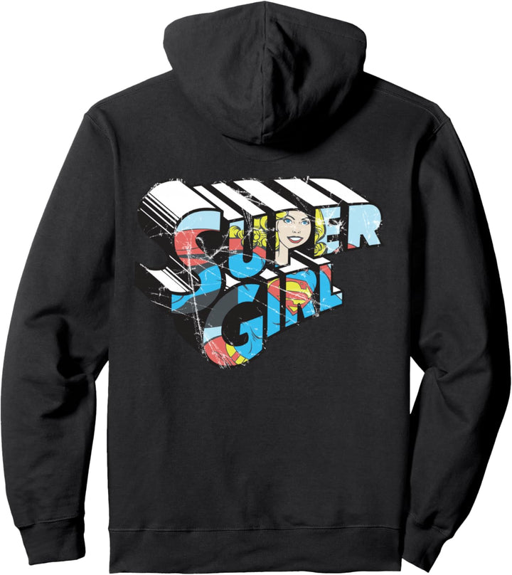 DC Supergirl Logo Charakter Distressed Pullover Hoodie
