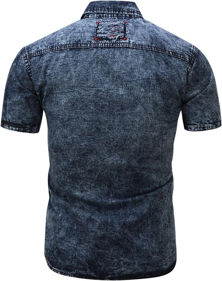 Iris Sprite Herren Hemd Kurzarm Baumwolle Outdoor Freizeithemd für Männer S Navy Blau, S Navy Blau