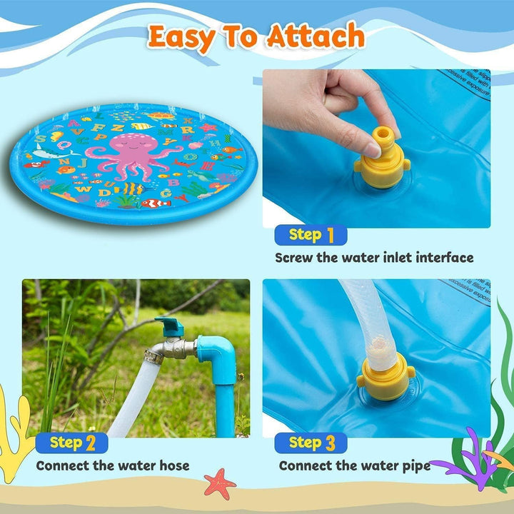 Wasserstrahlmatte für Kinderspielzeug, 170cm Sprinkler Wasser-Spielmatte,Spritzschutz,Baby-Pool zum