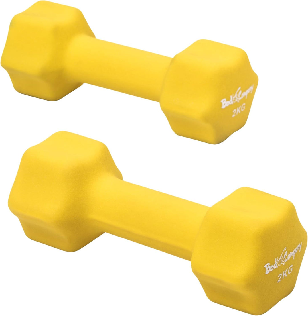 Bad Company Neopren Hanteln 0,5kg bis 5kg farbig I Kleine Hantel gummiert für Fitness Gymnastik Aero