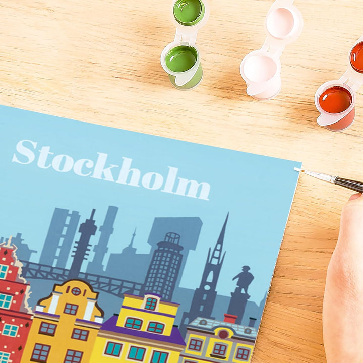 Ravensburger CreArt 23520 - Farbenfrohes Stockholm - Malen nach Zahlen Erwachsene, DIY Malset mit Pi