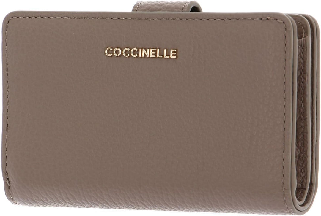 Coccinelle Metallic Soft Mini Wallet Grained Leather Warm Taupe