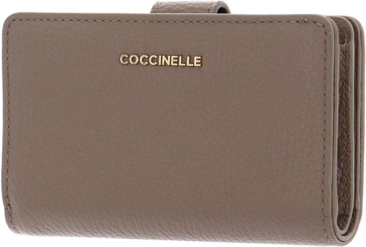 Coccinelle Metallic Soft Mini Wallet Grained Leather Warm Taupe