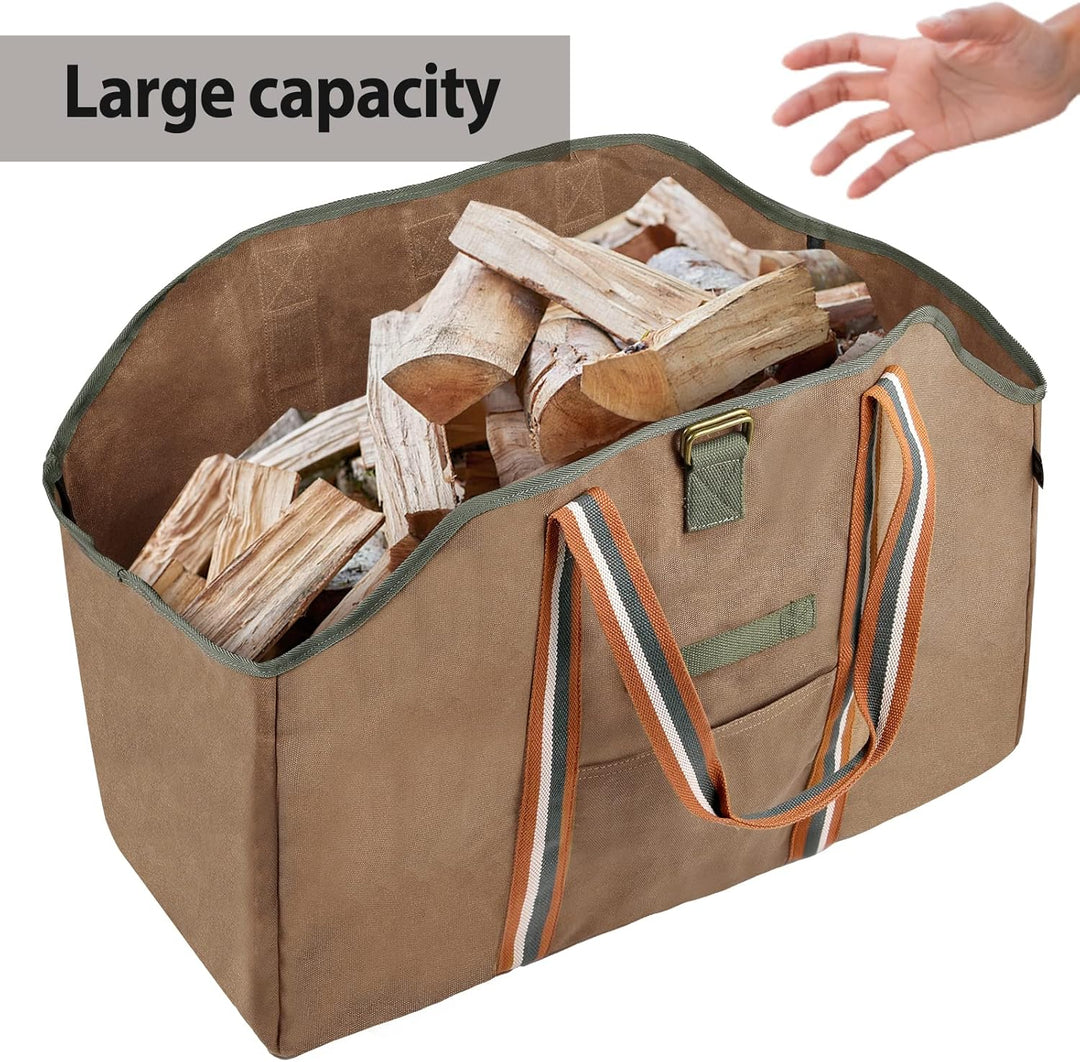 BONTHEE kaminholztasche Kaminholz Holzkorb Tragetasche Brennholztasche Kaminholzträger gewachstes Se