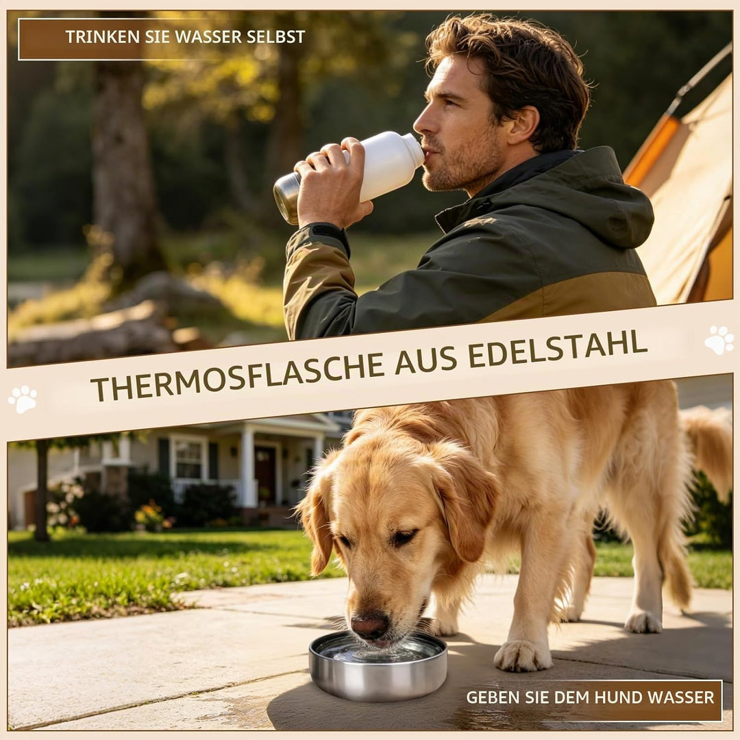 Trinkflasche Hunde für Unterwegs, 1000ml Reiseflasche für Hunde &amp; Katzen aus Edelstahl, Isolierter W