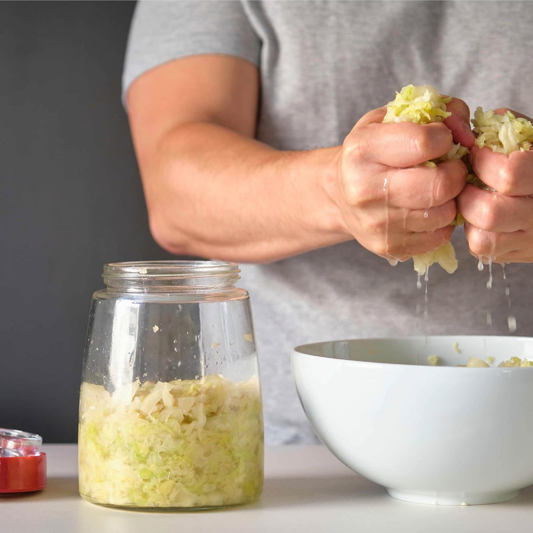 HEFTMAN Gärglas mit Entlüftungsventil mit 1-Wege-Entlüftung – 1,4 l Gärglas für Kefir, Kimchi, Sauer