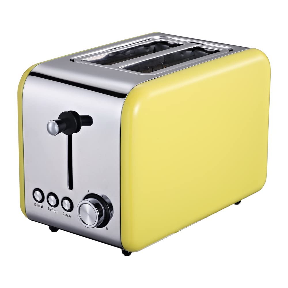 MICHELINO 2-Scheiben Toaster Toastautomat mit Brötchenaufsatz (gelb), Gelb