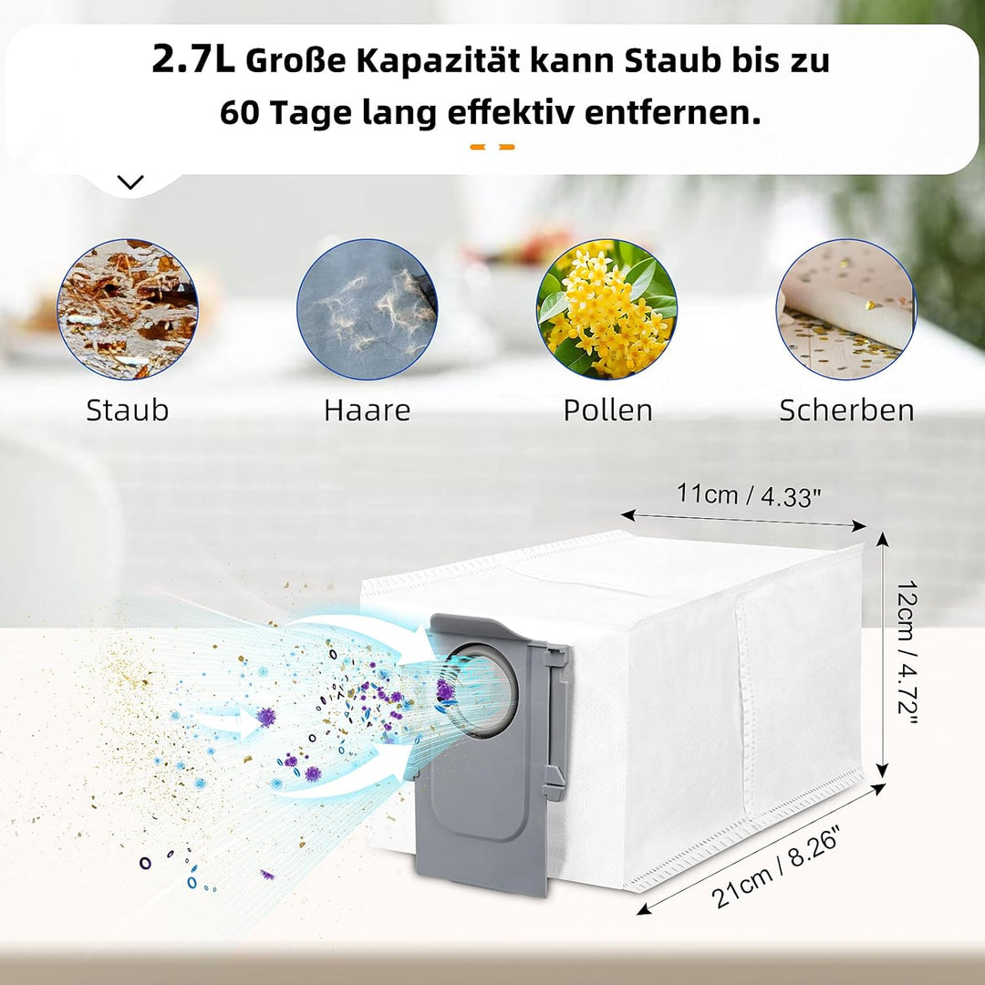 20 Stück Zubehörset für Roborock Qrevo Master/Qrevo Slim Saugroboter, 2 Hauptbürste 4 Staubbeutel 4