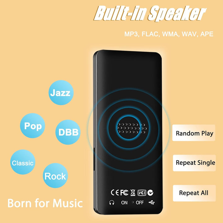 MP3-Player mit Bluetooth und Lautsprecher, 32 GB MP3-Musik-Player, Speichererweiterung bis zu 128 GB