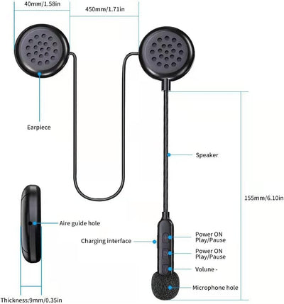 Motorrad Helm Headset Motorcycle Helmet Bluetooth Headset Bluetooth 5.0 Motorradkopfhörer,automatisc