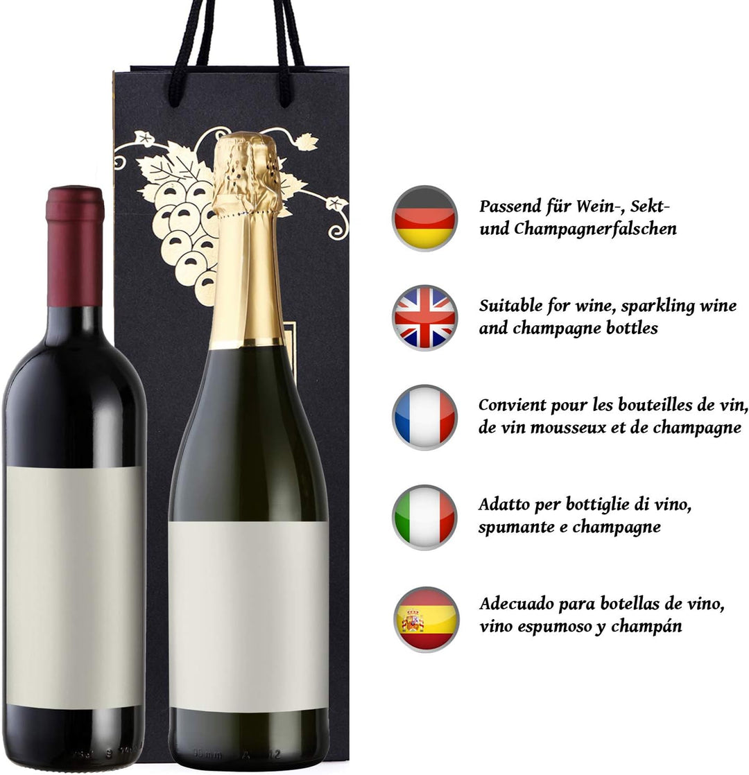 10 Flaschentüten Geschenktüten für Weingeschenke wie Wein Prosecco und Champagner Flasche und Rebe,