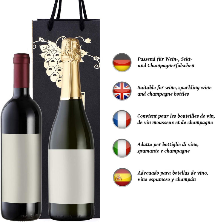 10 Flaschentüten Geschenktüten für Weingeschenke wie Wein Prosecco und Champagner Flasche und Rebe,