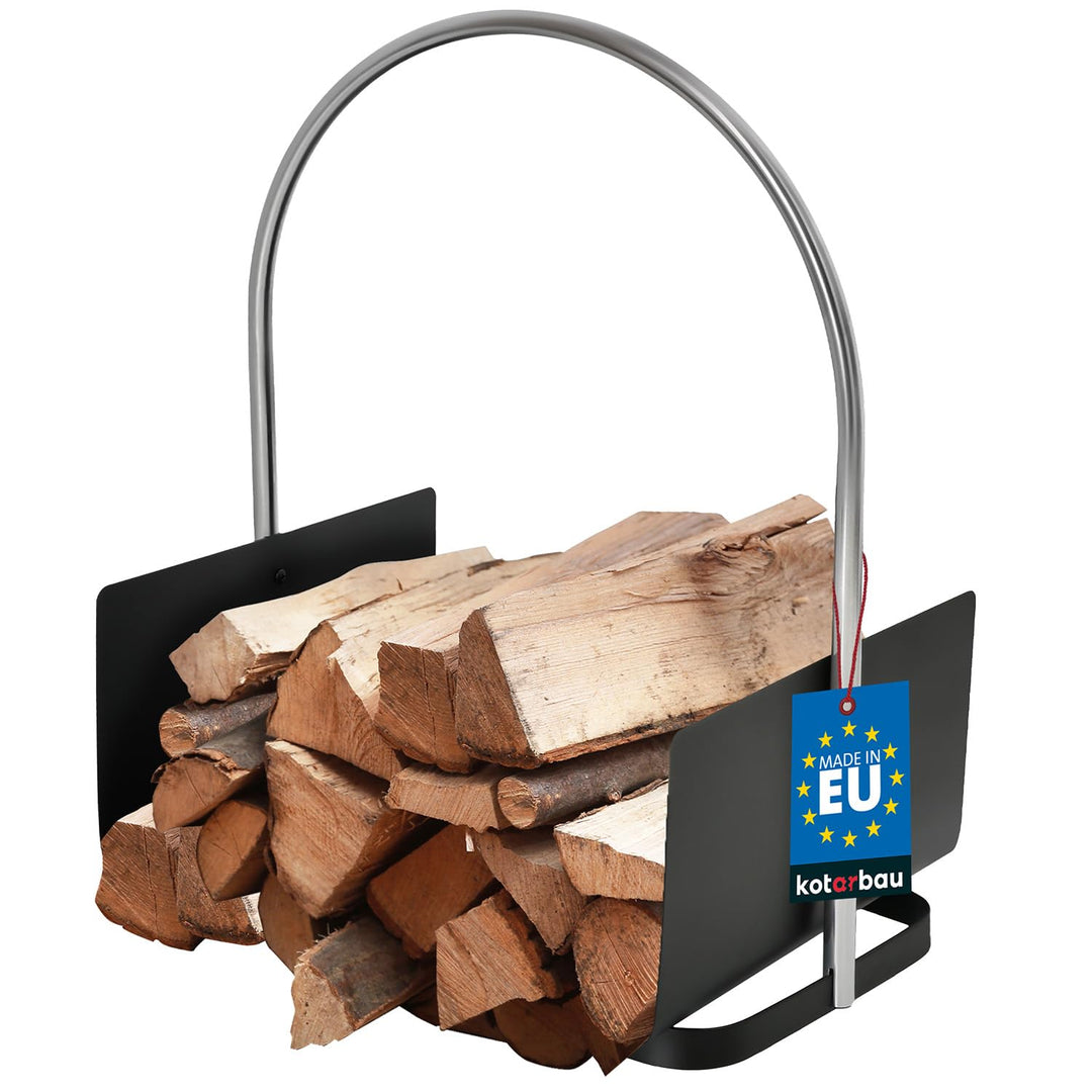 KOTARBAU® Holzkorb für Kaminholz - 41 x 52 cm - Kaminholzregal für innen &amp; aussen - Holz Tragekorb -