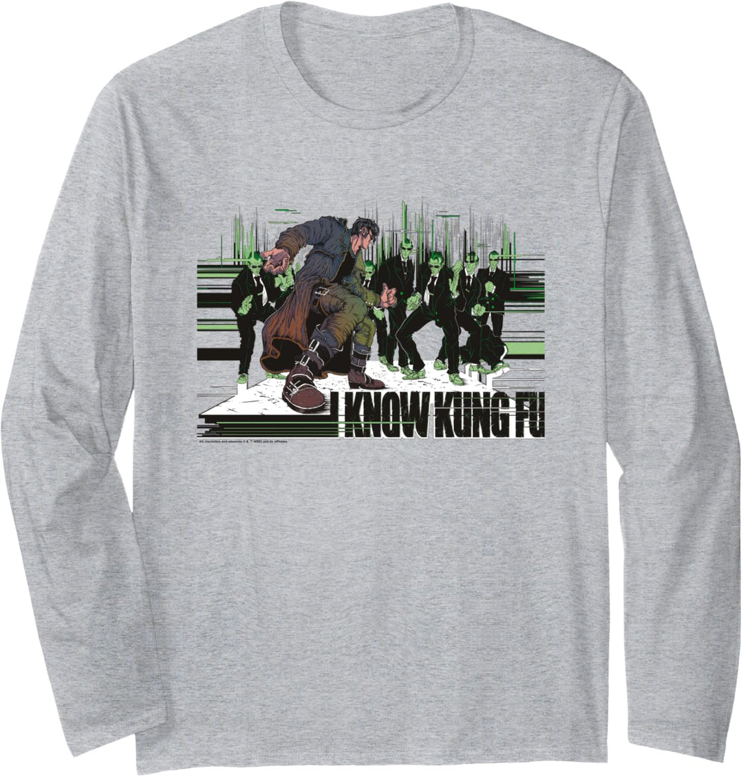 WB 100: The Matrix Neo And Agent Smith I Know Kung Fu Langarmshirt