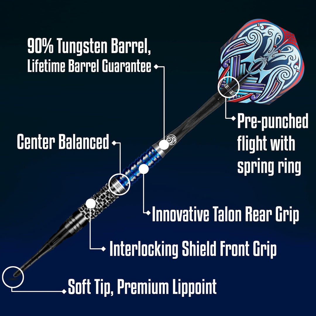 Shot Soft Darts Boris Koltsov Viking Raven 90% Tungsten Softtip Darts Softdart Dartpfeile (18 Gramm)