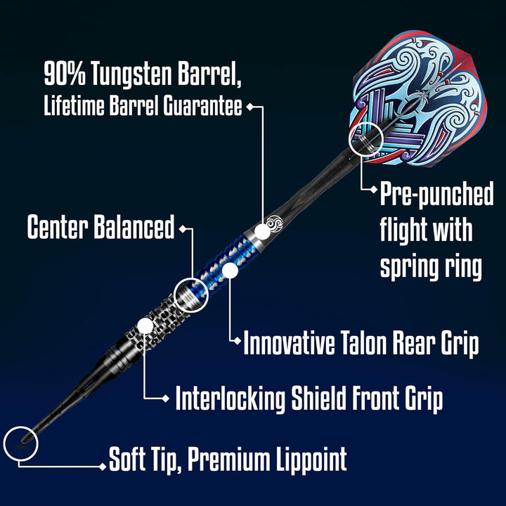 Shot Soft Darts Boris Koltsov Viking Raven 90% Tungsten Softtip Darts Softdart Dartpfeile (18 Gramm)