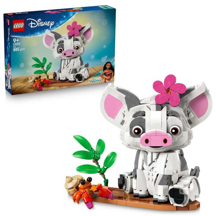 LEGO | Disney Vaiana Pua - Spielzeug Schwein mit Blume, Krabbe und Flossständer als Zimmerdeko - Geb