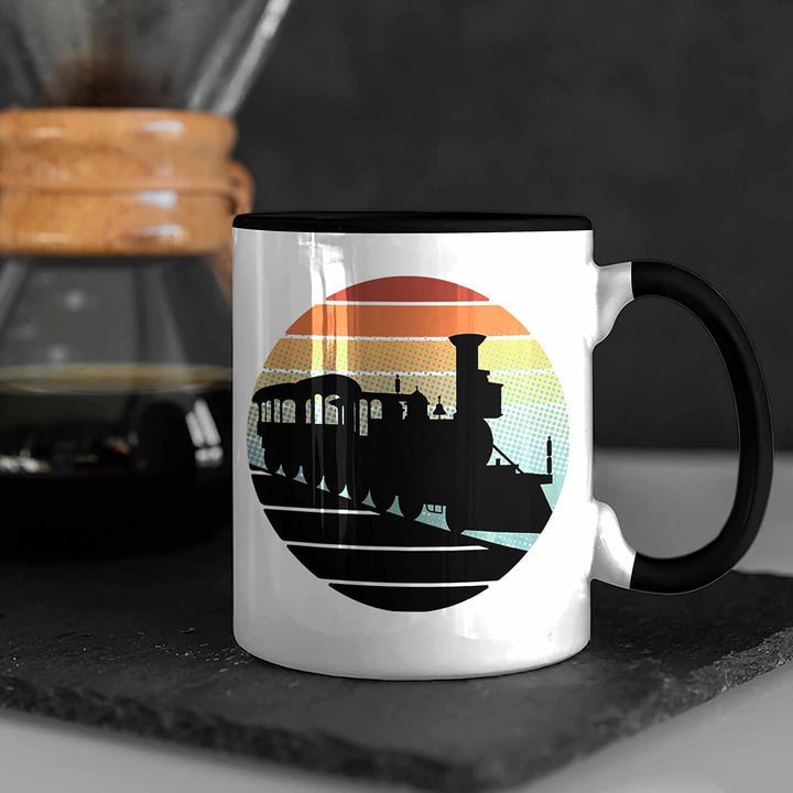 Trendation - Lustige Eisenbahn Tasse für Eisenbahner Geschenk Vintage Grafik (Schwarz), Schwarz