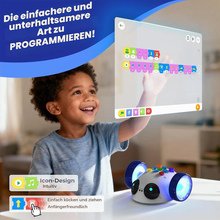 Apitor Robot Wheels - Programmierbarer Roboter Für Kinder ab 5+, STEM-Lernspielzeug mit Bildschirmfr