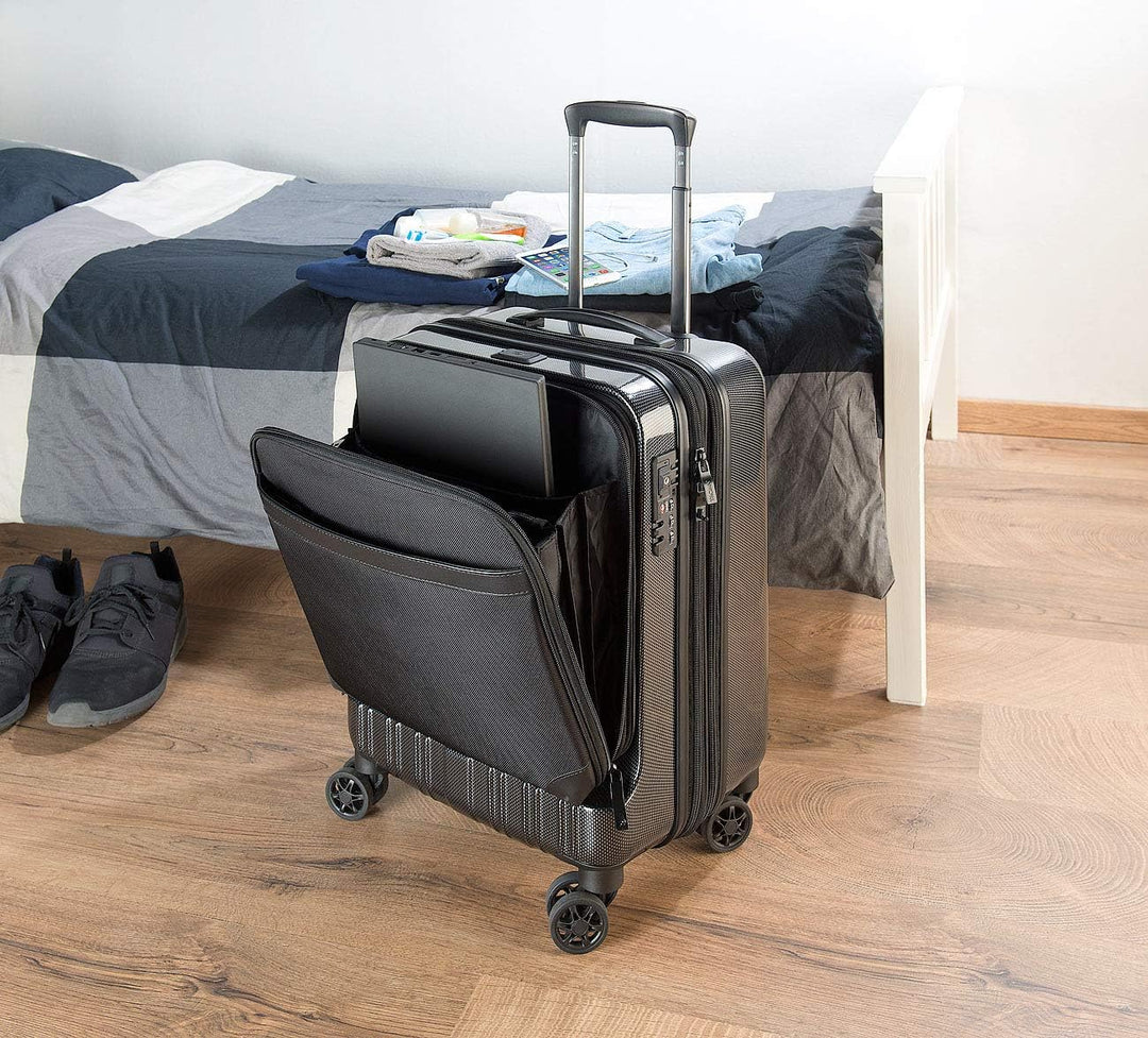 Xcase Koffer mit Dehnfalte: Handgepäck-Trolley mit Dehnfalte, Powerbank-Anschluss, TSA, 34/39 l (Har