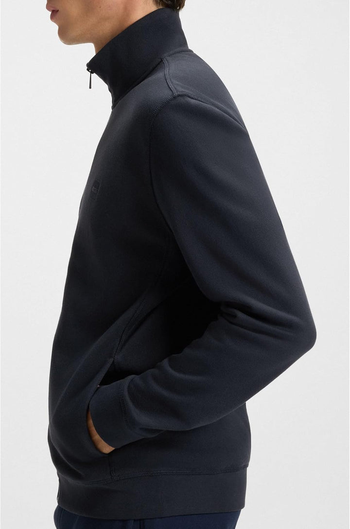 BOSS Herren Zestart Jacke aus Baumwoll-Terry mit Reissverschluss und Logo-Aufnäher S Dark Blue, S Da