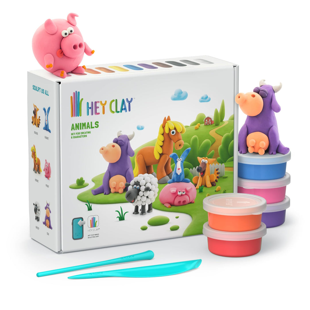 HEY CLAY - 15 Dosen lufttrocknende Knete für Kinder ab 3 Jahren - Kreatives Bastelset - Modelliermas