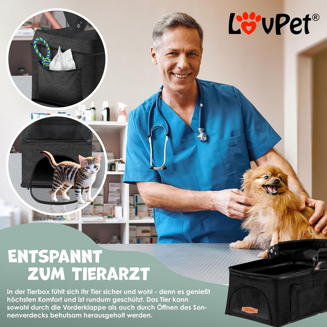 LOVPET® Hundewagen 2in1 Hundebuggy Hundebox Transporttasche Faltbar klappbar bis 20kg Haustiere Bugg