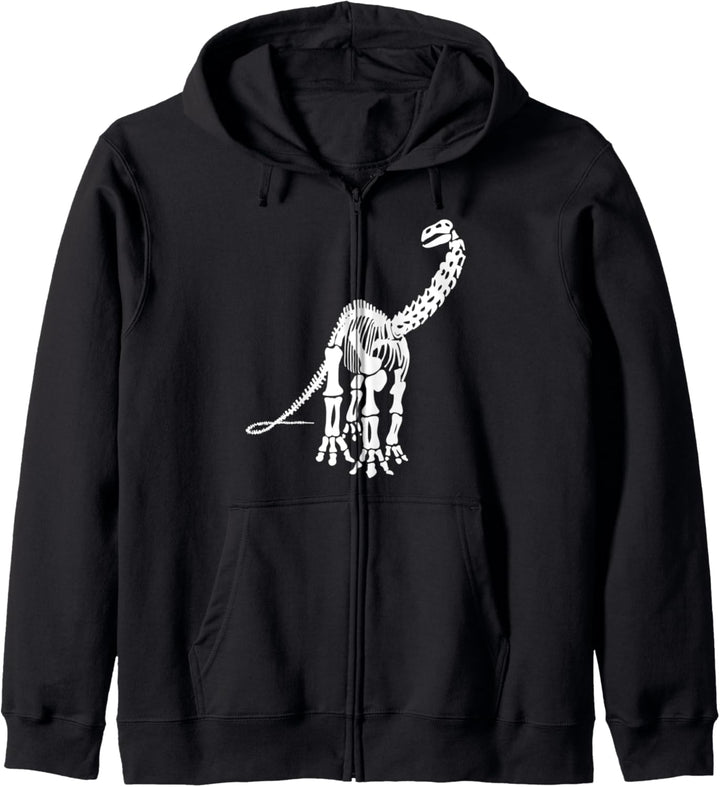 Brontosaurus Dinosaurier Fossil Skelett (weisses Logo-Design) Kapuzenjacke