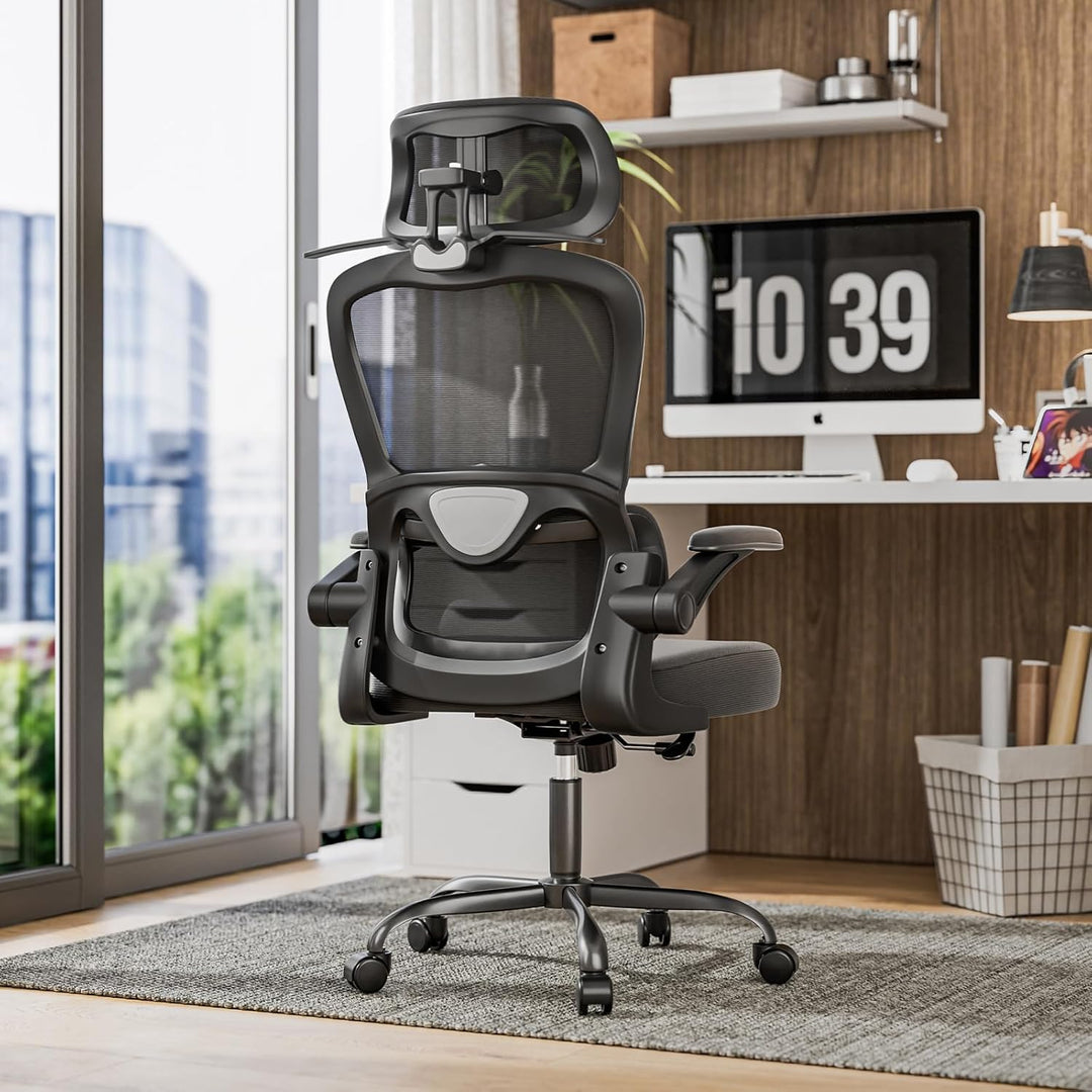 Farini Schreibtischstuhl mit Kleiderständer Bürostuhl Ergonomisch mit Verstellbarer Kopfstütze, Offi