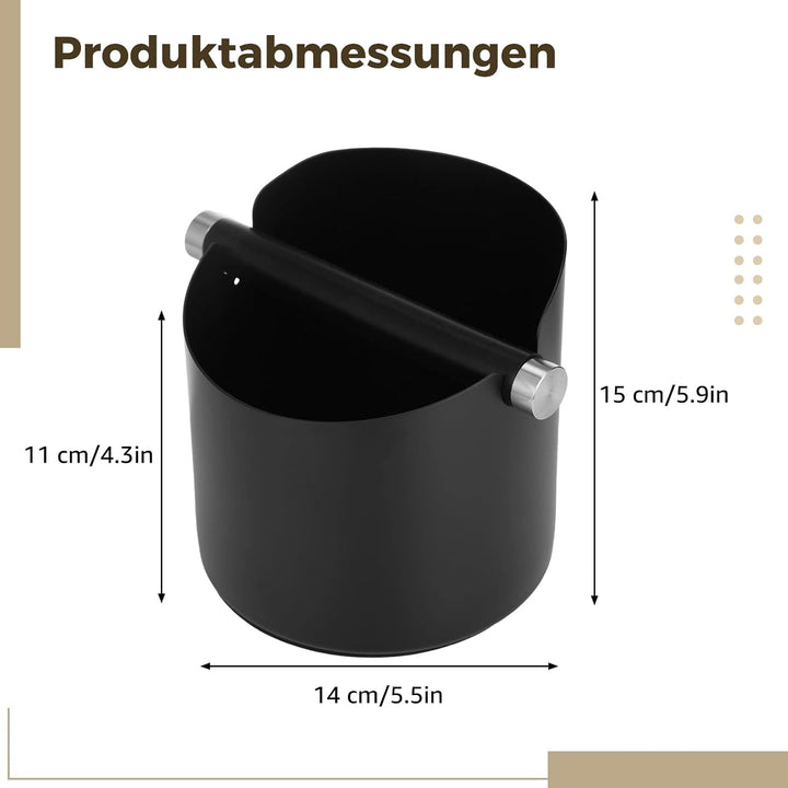 Abklopfbehälter für Siebträger, Gross Knock Box Stossdämpfende, Edelstahl kaffeesatz abschlagbehälte