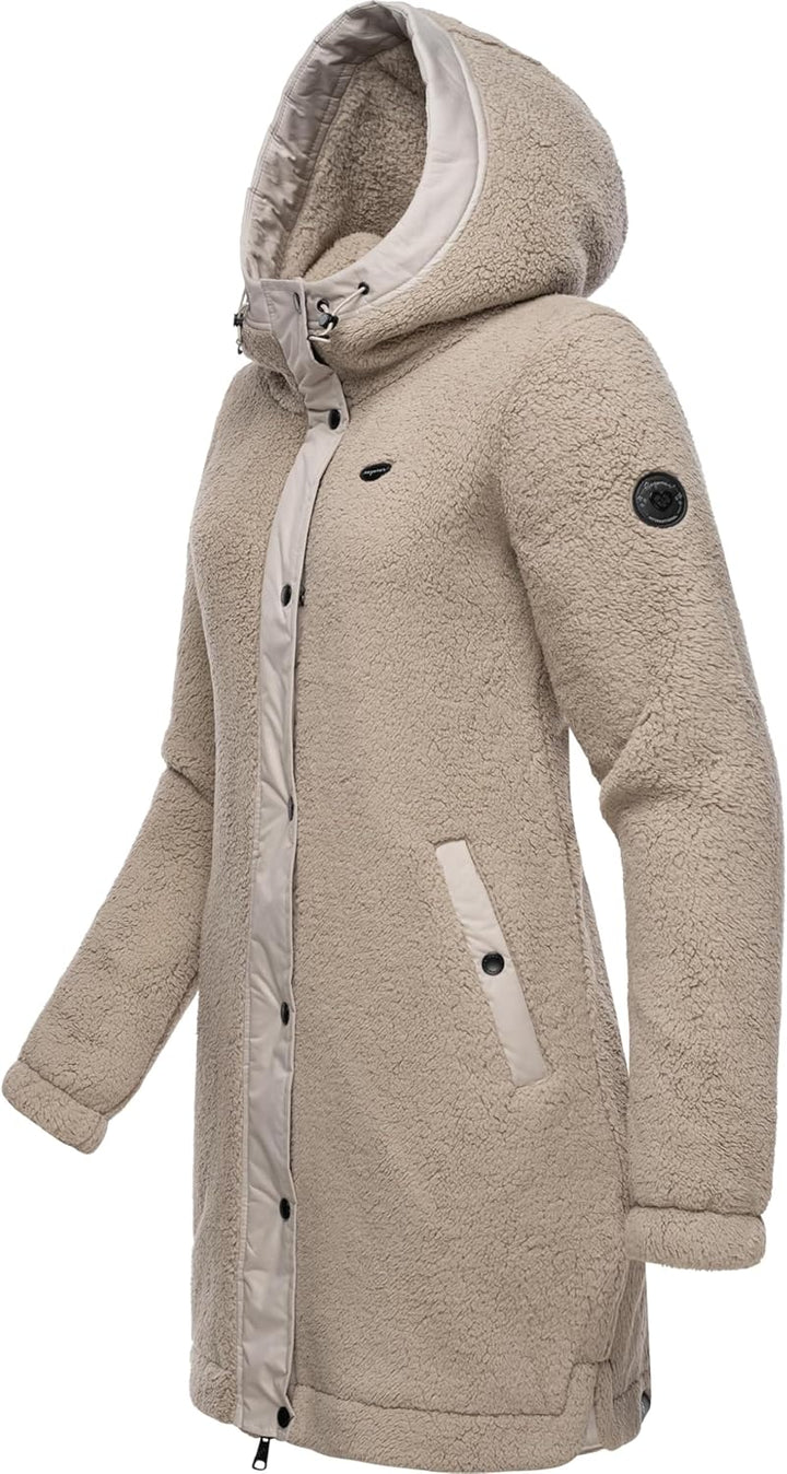Ragwear Damen Fleecejacke Kurze Teddyfleece-Jacke warm mit Kapuze Cousy XS-6XL 3XL Bone24, 3XL Bone2