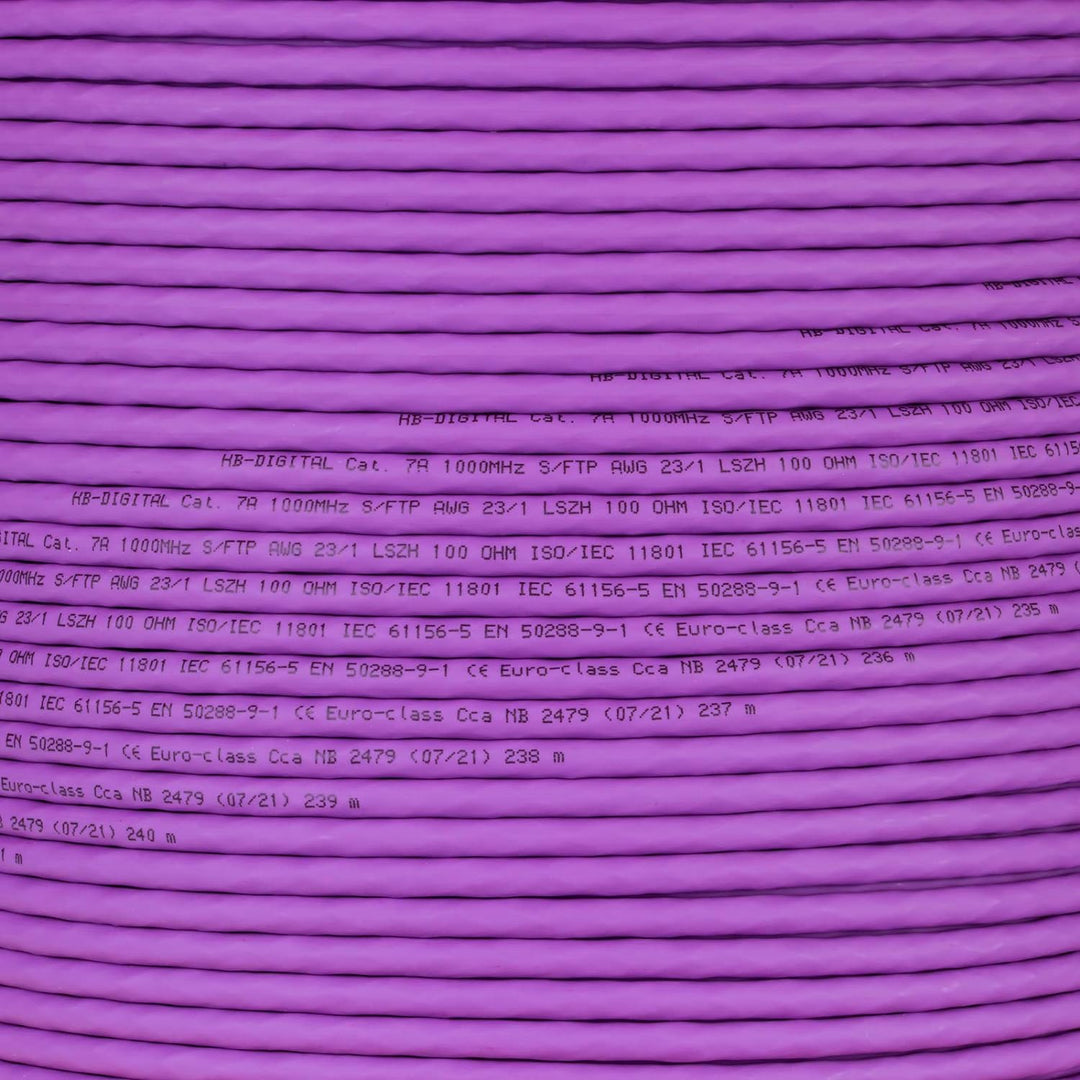 HB-DIGITAL 100m CAT.7a Netzwerkkabel LAN Kabel Verlegekabel AWG 23 Reines Kupfer S/FTP PiMF LSZH Hal