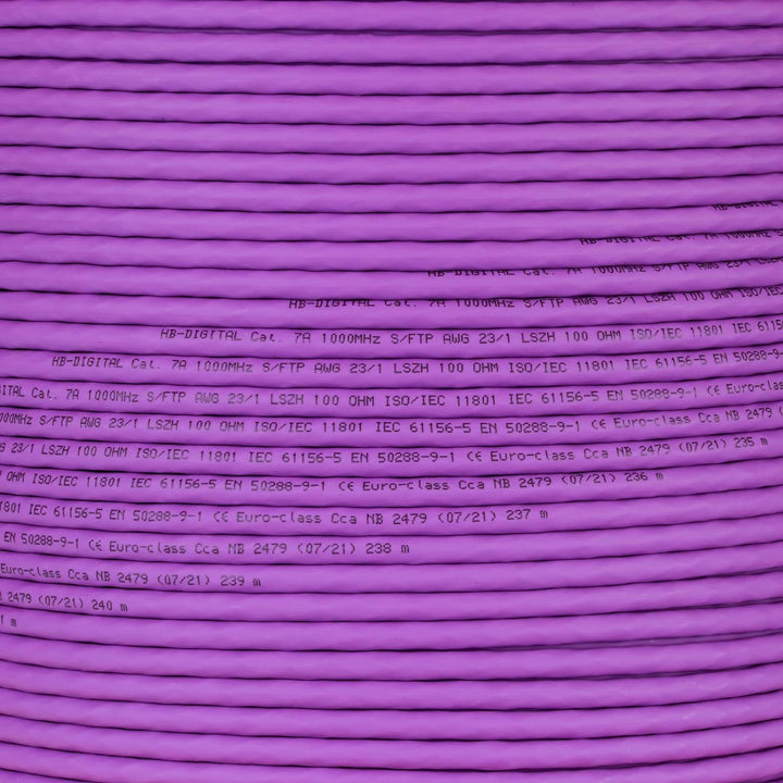 HB-DIGITAL 100m CAT.7a Netzwerkkabel LAN Kabel Verlegekabel AWG 23 Reines Kupfer S/FTP PiMF LSZH Hal