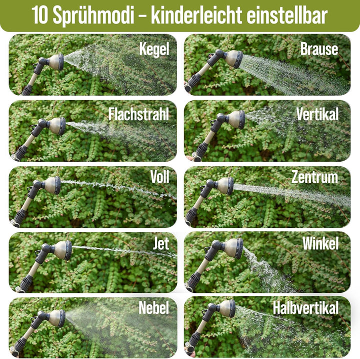rainfactory Giessstab für Garten [10 Sprühmodi] Wasser-Brausestab, langer Aluminium Comfort-Stab | G