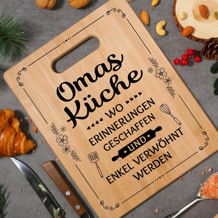 Oma Geschenke, Geburtstagsgeschenke für Oma – Bambus Schneidebrett, Oma Weihnachtsgeschenke, Muttert