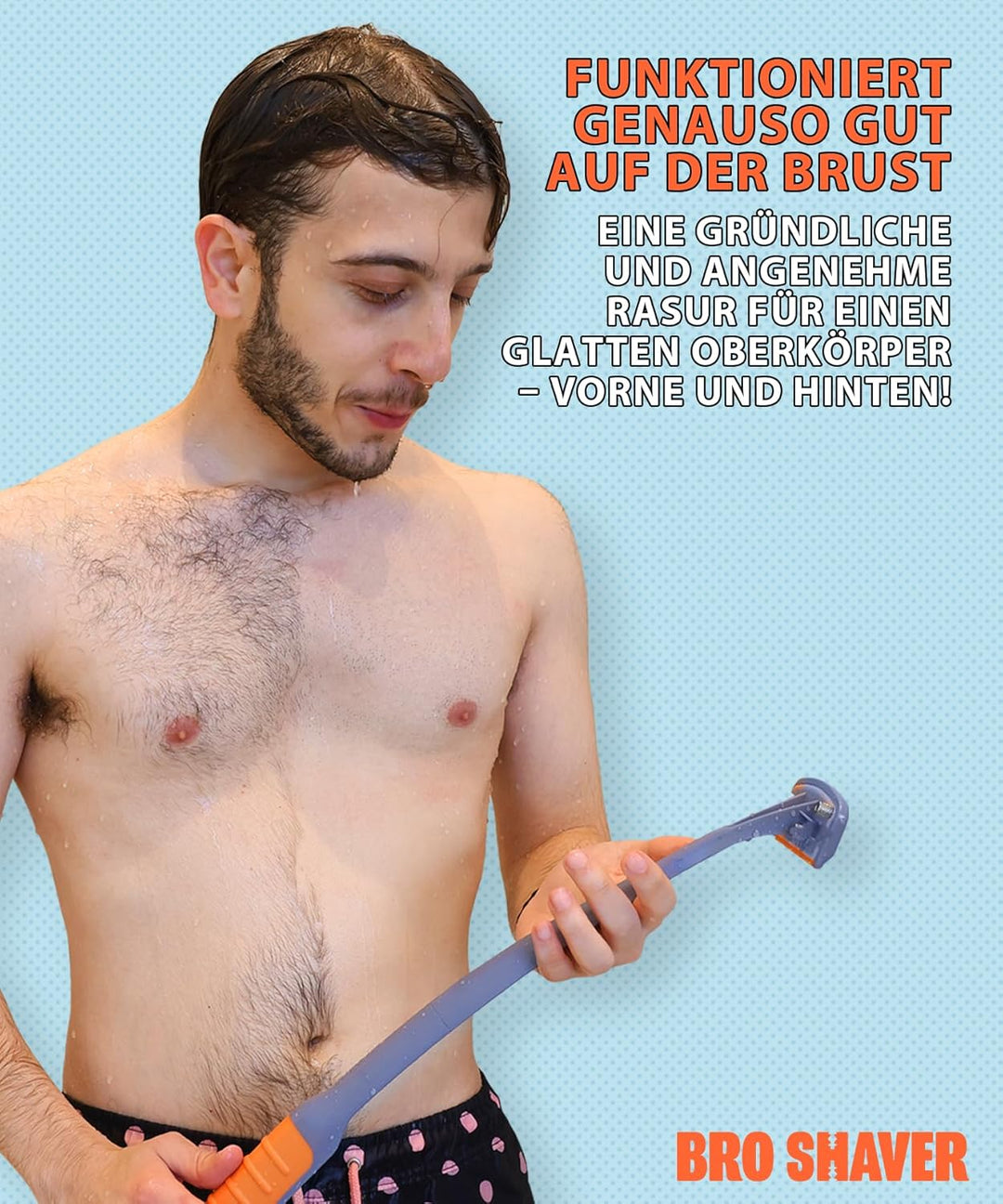 BRO SHAVER 3.0 Dual-Blade Back Shaver for Men (DIY) +6 Blades Back & Body Hair Trimmer Shave Wet or